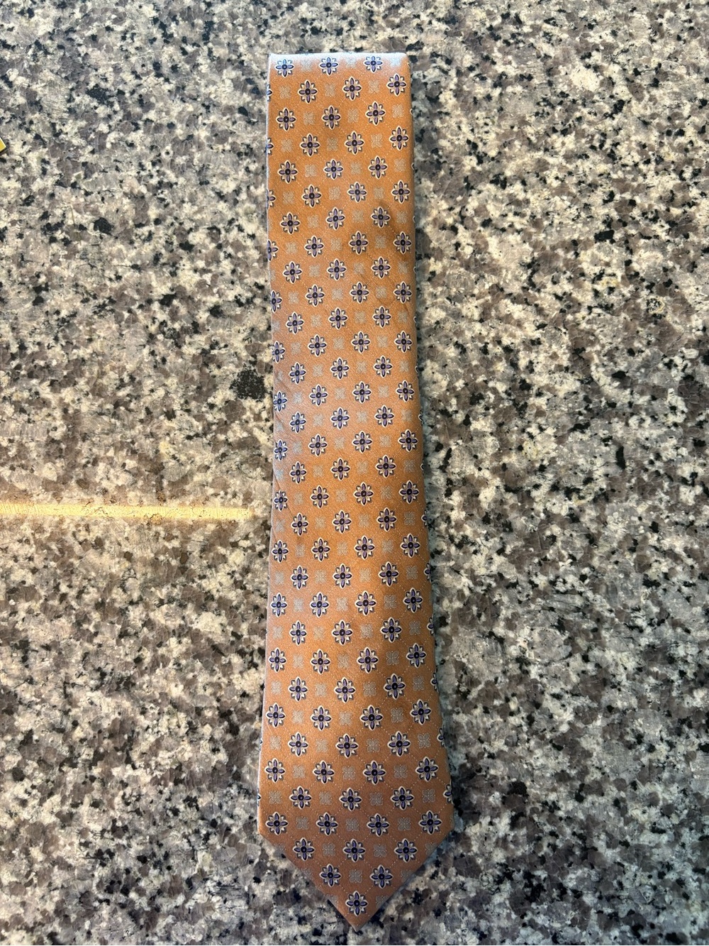 Brioni Silk Tie Tan Floral Medallion Print Made in Italy 100% Silk *FLAWS*